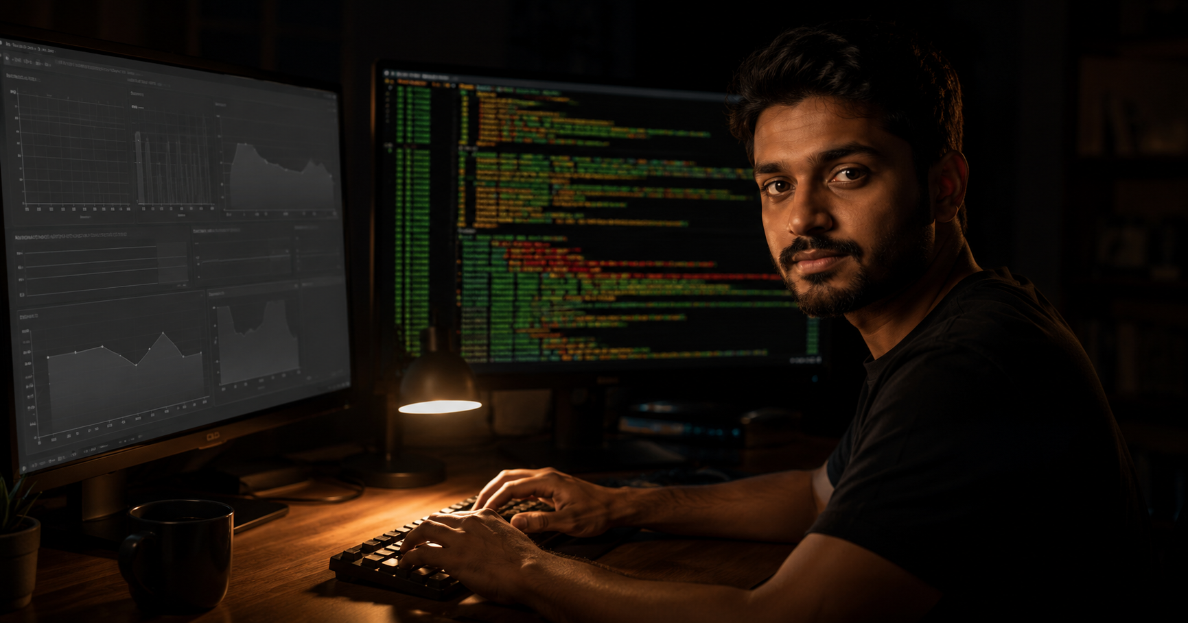A developer holding a flashlight pointed at one glowing server box in a row of dark ones, revealing a busy worker process inside, flat editorial illustration, soft blue and warm amber palette, clean minimal design.